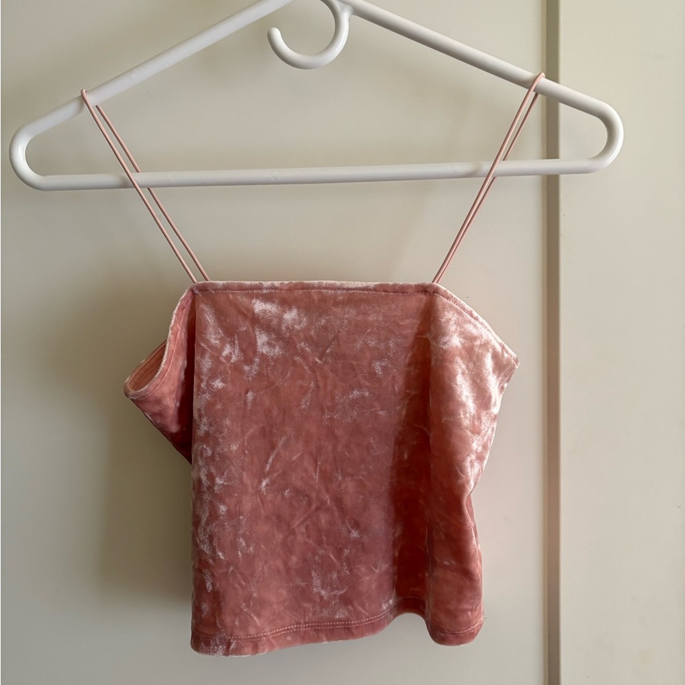 H&M pink velvet crop top